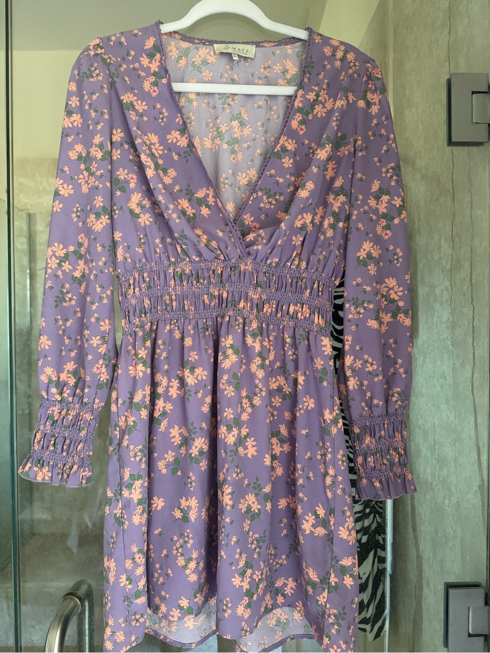 Wayf Purple Floral V-Neck Summer Dress
